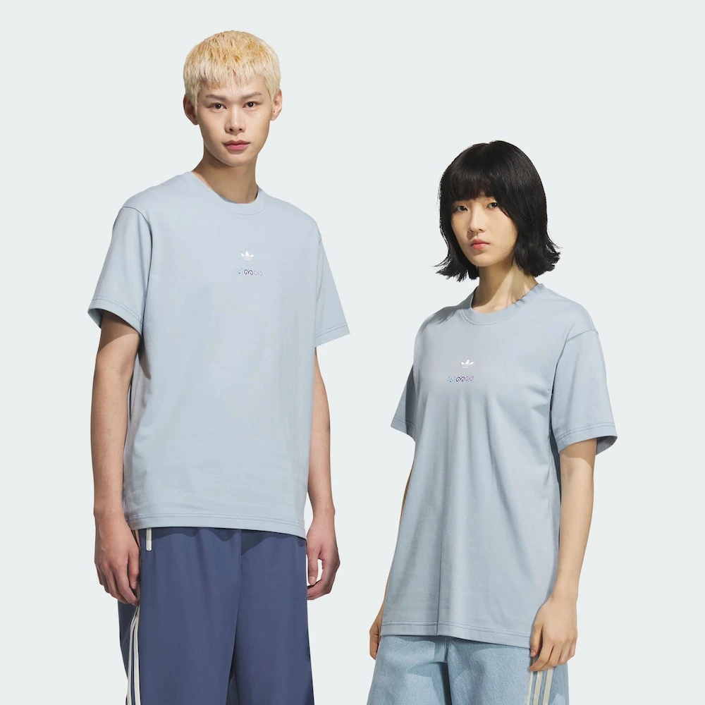 Adidas三叶草欧若风印花纯棉运动短袖圆领T恤 KC1429 KC1430