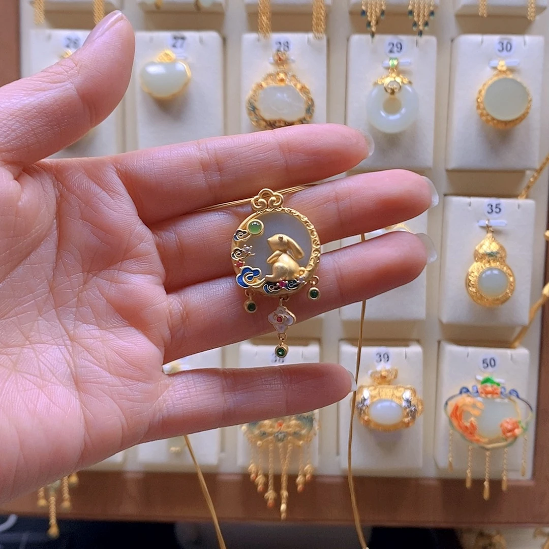 和田玉银S925镶嵌颈饰