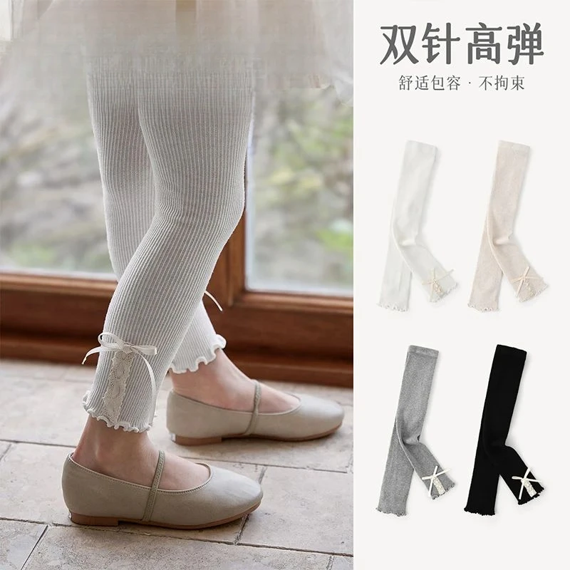 女童打底裤春季新款针织儿童九分裤A类棉裤宝宝婴儿外穿打底袜子