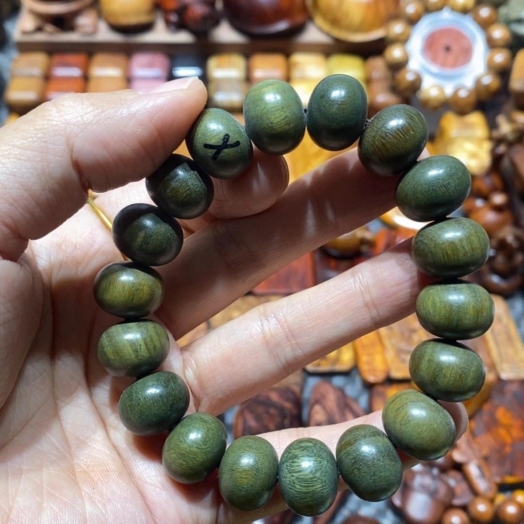 木绿檀木瑕疵珠子一条
