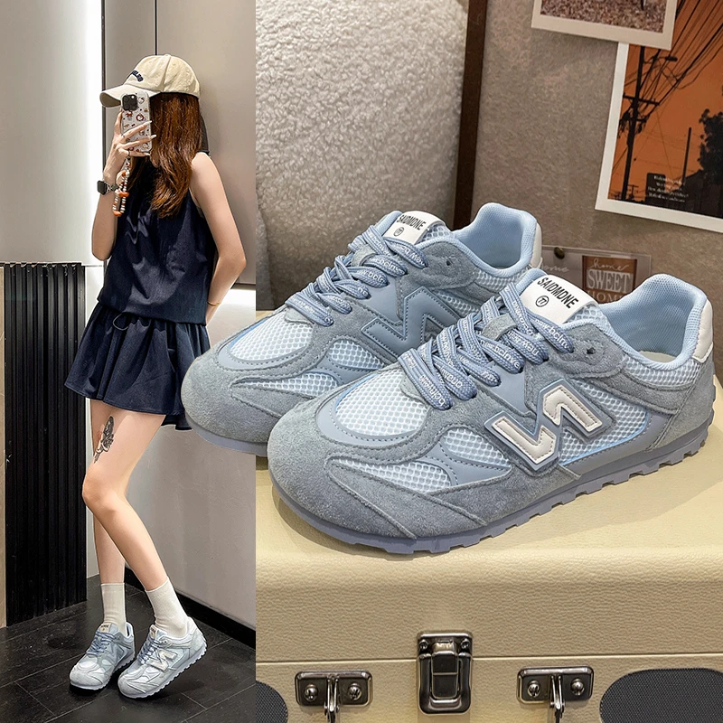 【包邮】夏季新款发财黄网面透气德训鞋女运动阿甘鞋明星同款百搭鞋