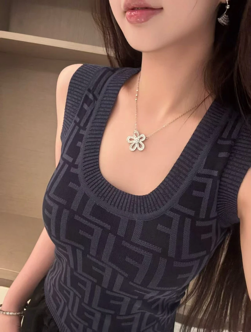 【TONG】满印老花字母无袖修身百搭针织背心（206）