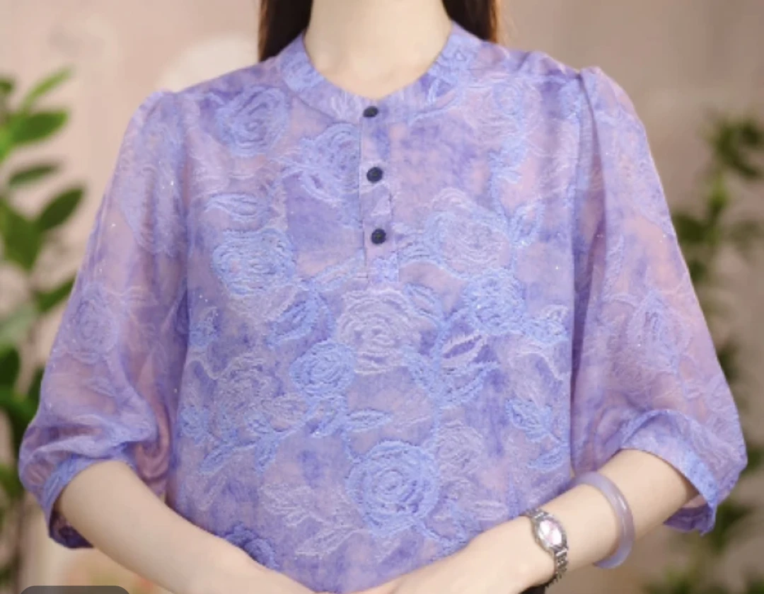 2025新款紫花优雅气质典雅衬衫春夏款2518