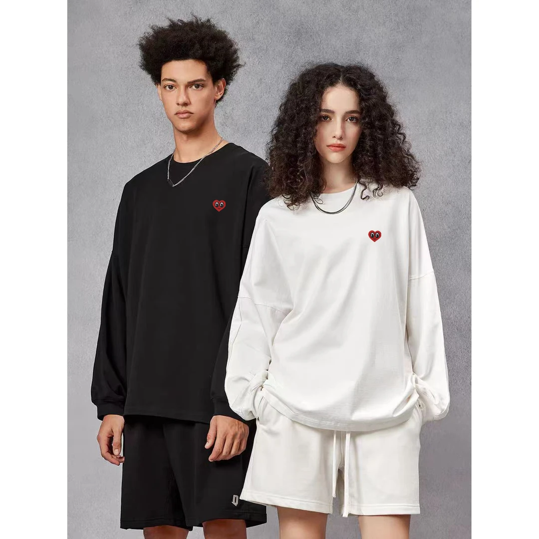 【品质甄选】ART桃心秋冬刺绣全棉圆领百搭长袖