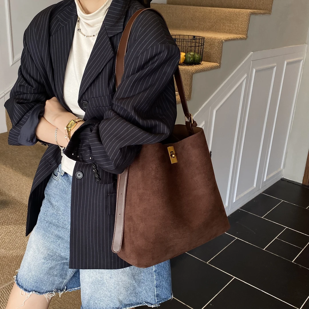 韩版高质感豹纹大容量水桶包子母包小众设计斜挎包洋气秋冬轻奢