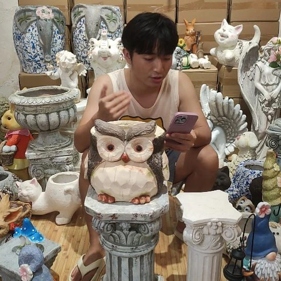 合成树脂猫头鹰花盆