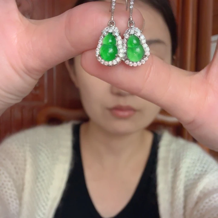 翡翠银S925镶嵌吊坠(不含链)耳饰