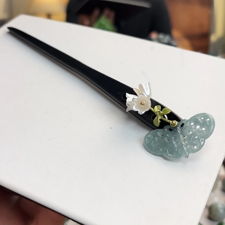 翡翠未镶嵌发饰天然A过翡翠发簪