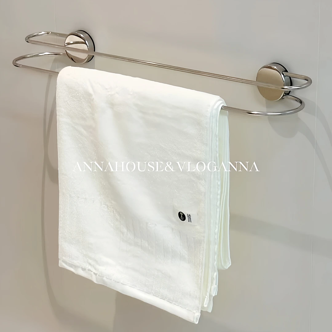 吸盘不锈钢免打孔毛巾架双杆浴巾架置物收纳架卫生间浴室创意简约