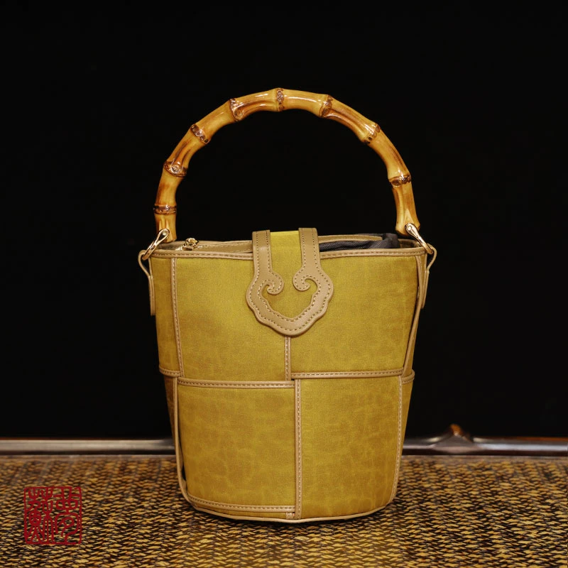 {苏梦}手作香云琉璃金拼接竹节旅行包收纳包0503108