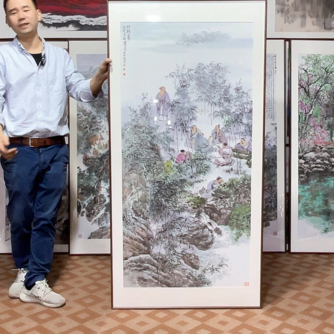 国画手绘画作品带框80/160