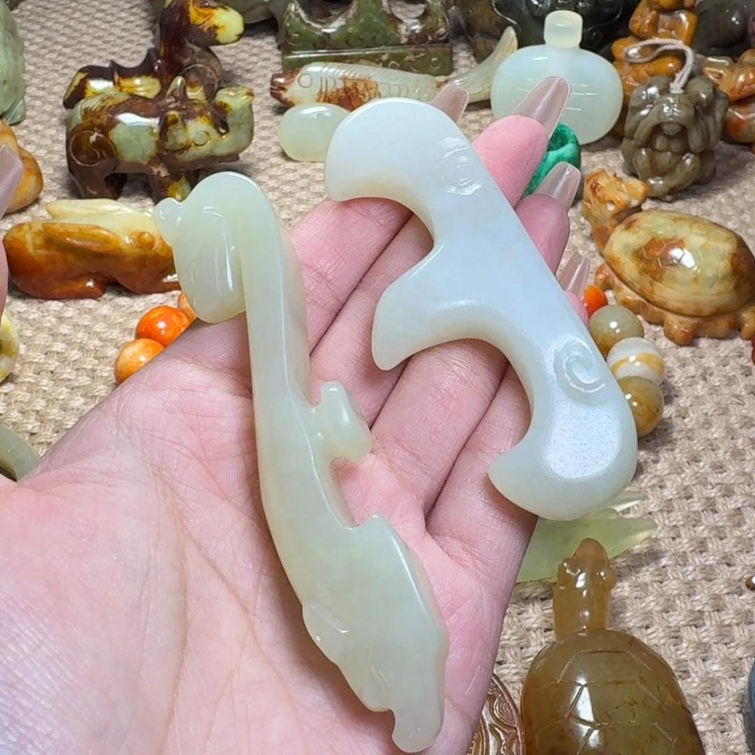 玉***心白玉菩提吊坠挂件