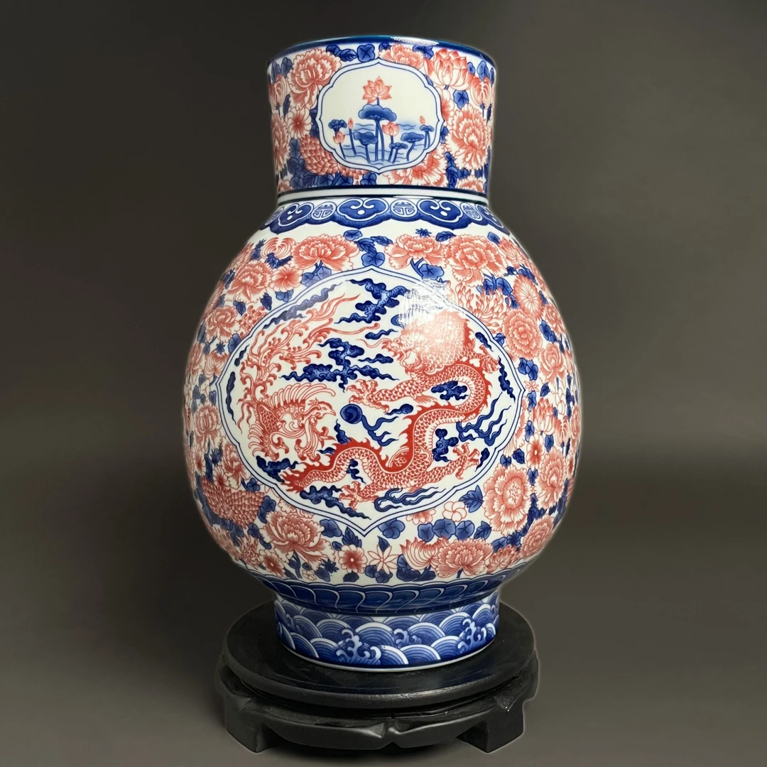 WN/问泥景德镇青花陶瓷花瓶摆件新中式客厅玄关博古架瓷器装饰品