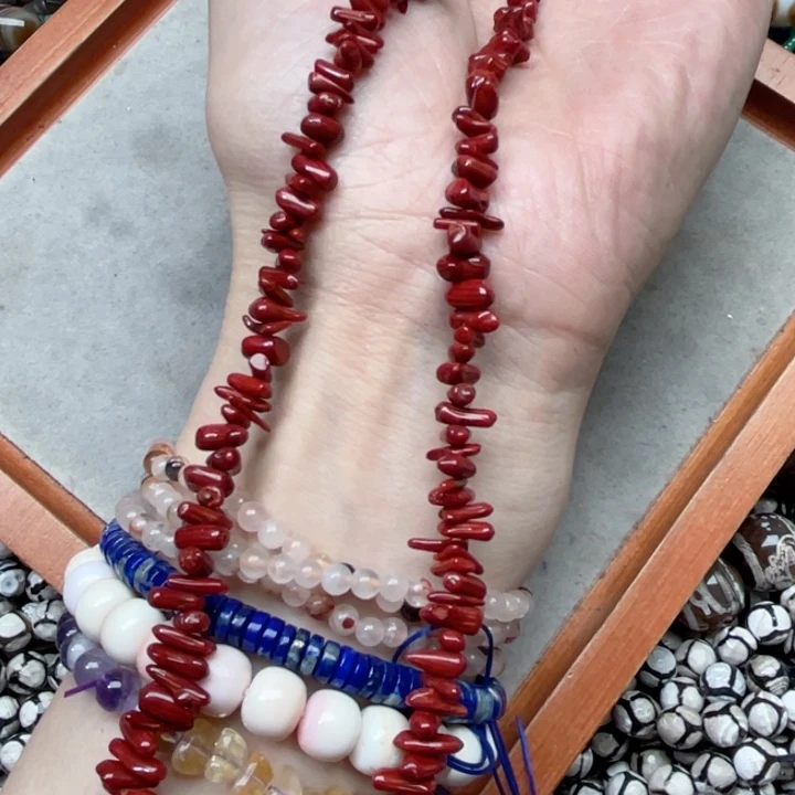 玛瑙/玉髓合金珠宝半成品一条三姑娘牙牙