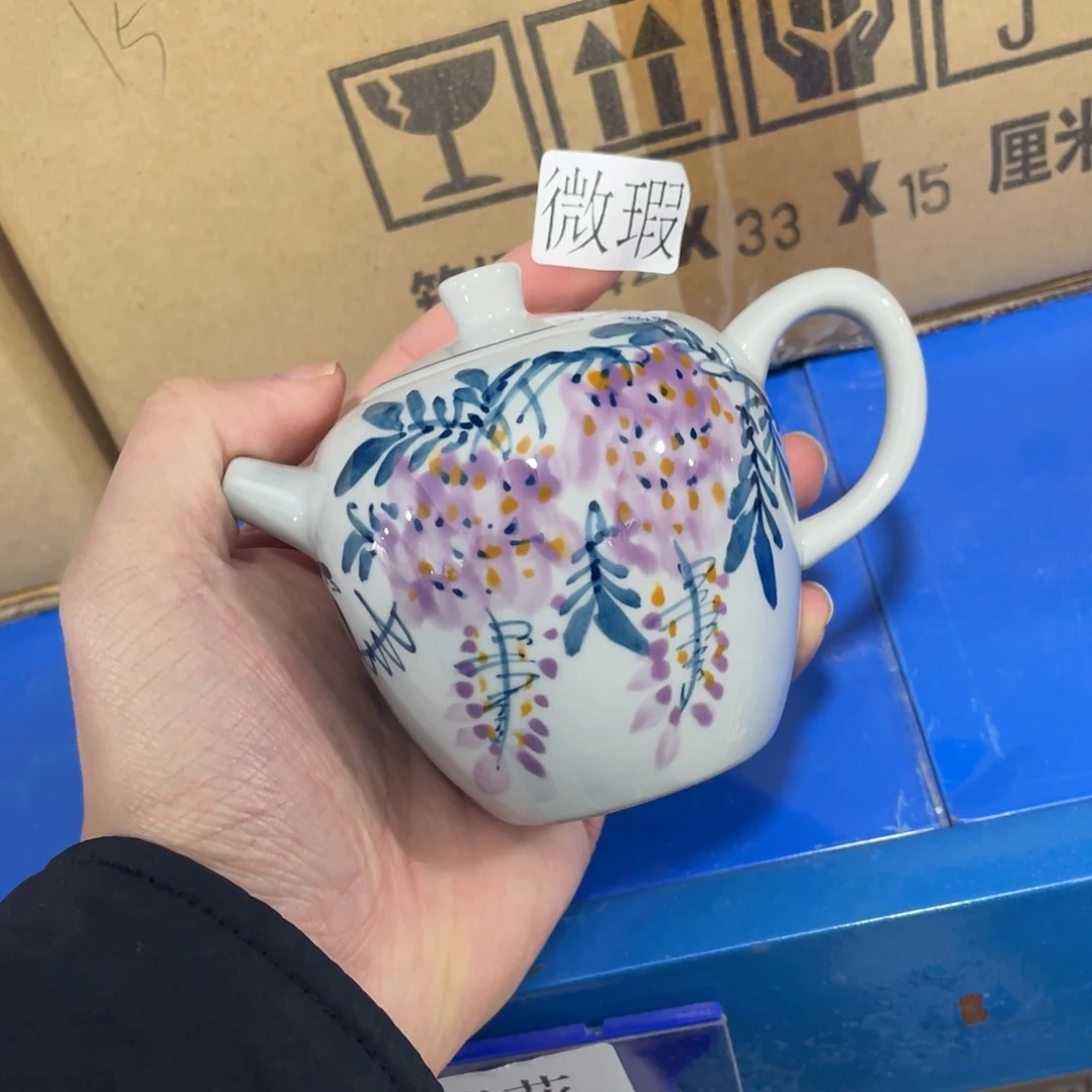 釉下手绘茶具微瑕