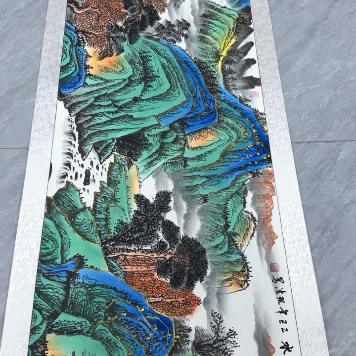 国画陈现发春山碧水