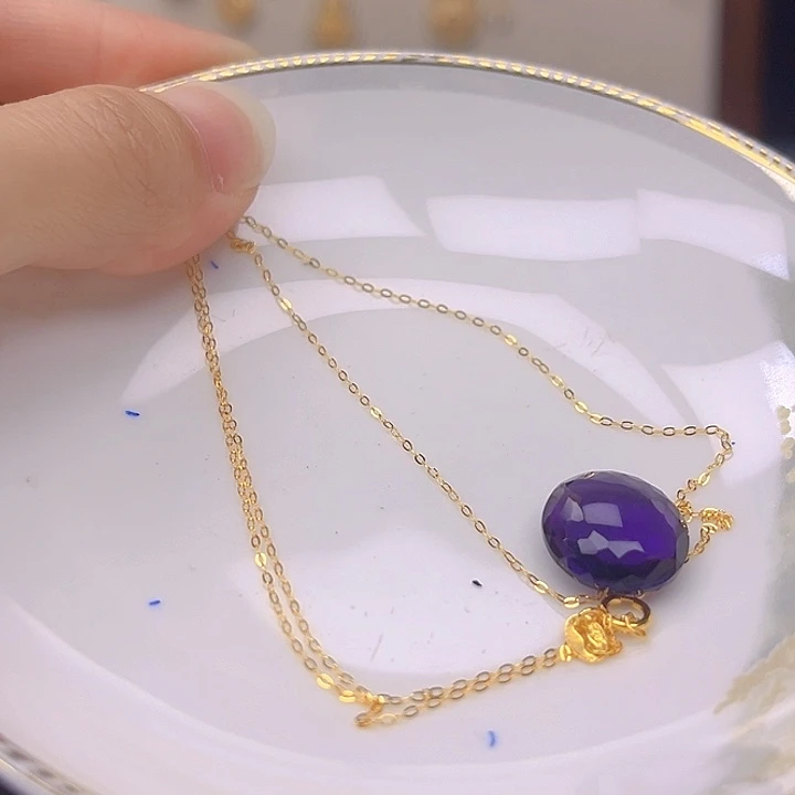 银S925镶嵌颈饰紫晶紫晶925镶嵌25