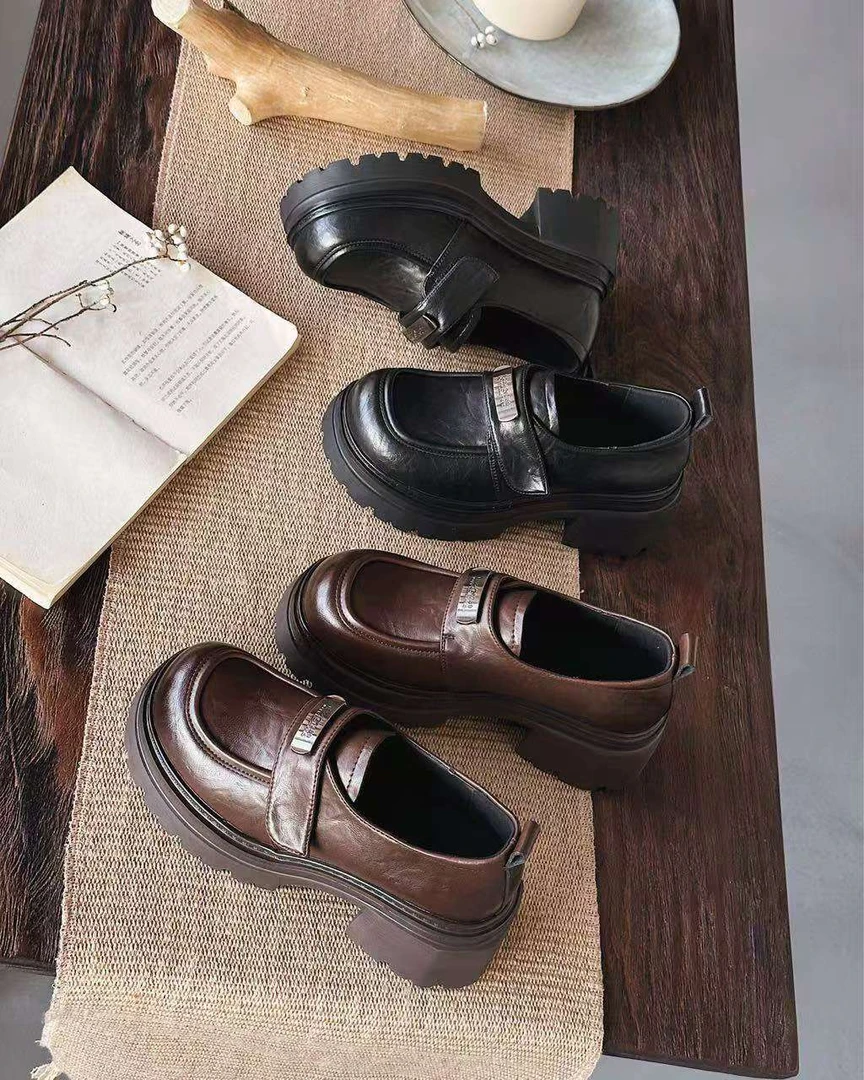 96001-5时尚百搭轻巧乐福鞋厚底皮鞋