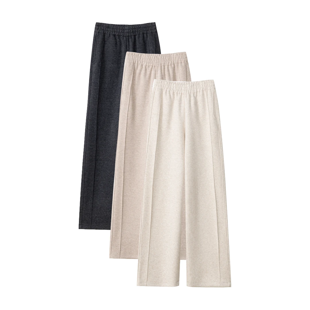 M·SUYA/梦舒雅冬季新款加绒女裤厚款高腰长裤女士修身休闲裤垂感