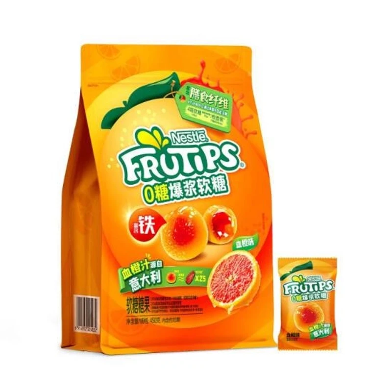 雀巢(Nestle)趣满果0糖爆浆软糖血橙味450g六一儿童零食大礼包美
