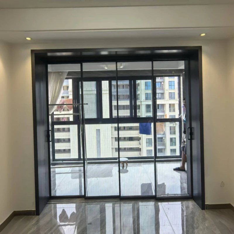 厨房推拉门阳台推拉门窄边楼梯口隔断推拉门玻璃移门三联动四联动