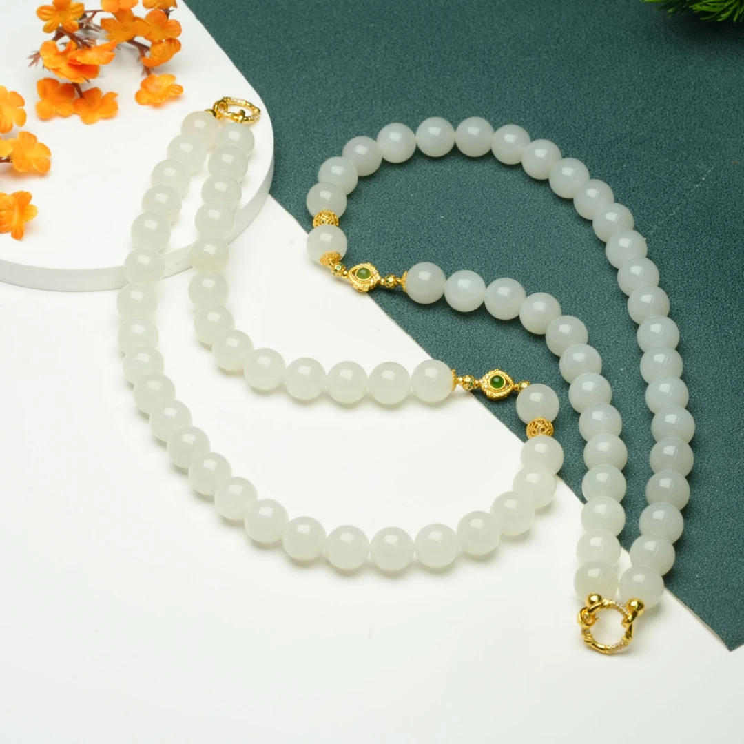 【小北好物】和田玉DIY圆珠项链约12mm【多样性发一件】QH02X1493