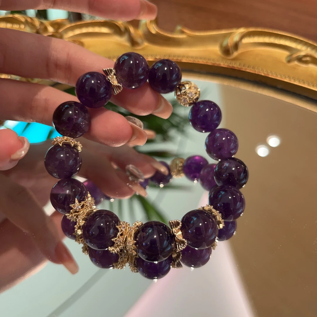 【智慧精灵】学业 考编 12mm乌拉圭紫水 天然水晶多样性发A064