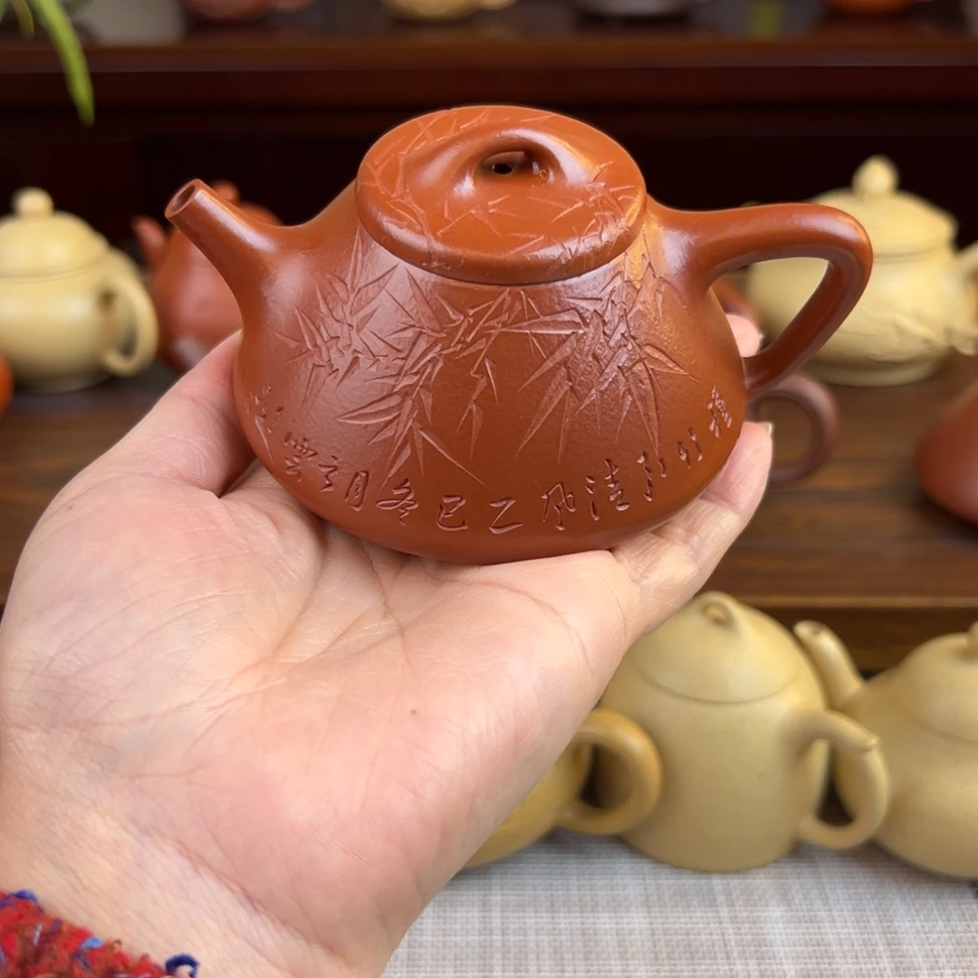 老***生紫砂茶壶朱泥子冶石瓢全手150cc