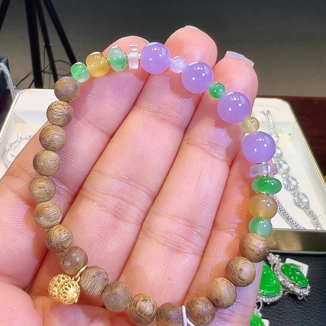 翡翠18K金镶嵌手链