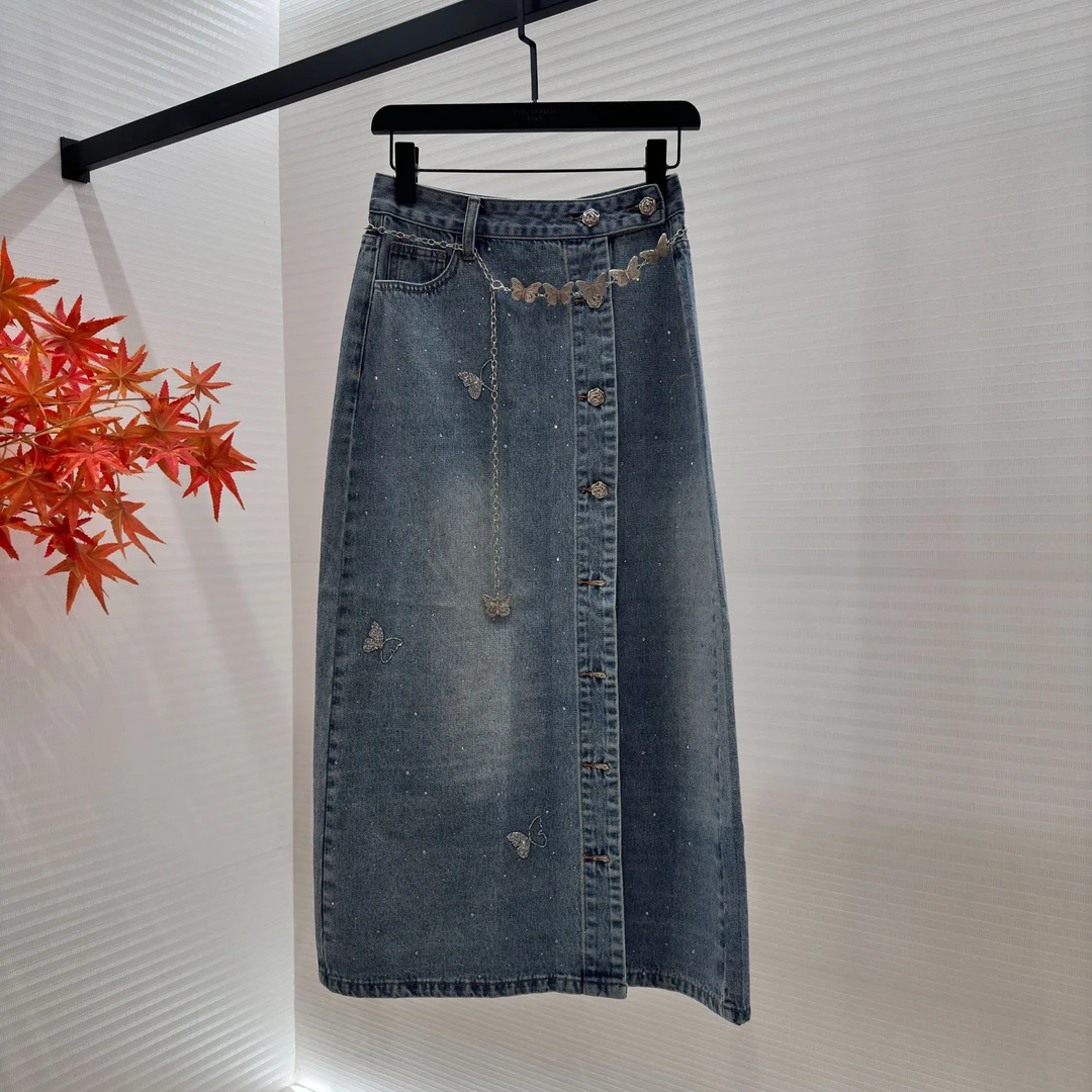 【linda专属】【75】百搭牛仔复古气质开叉包臀显瘦半身裙JC-A1795