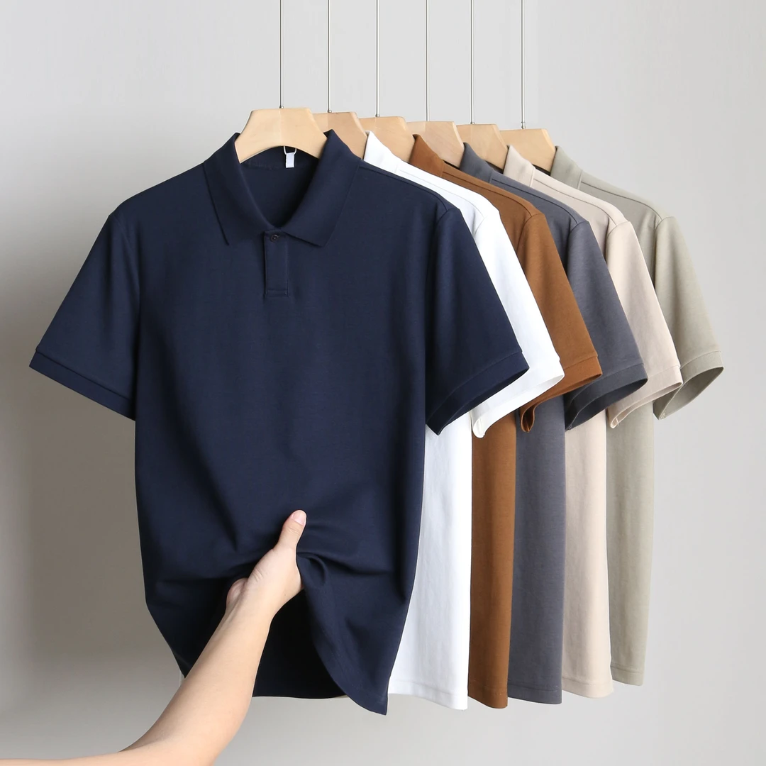 纯色翻领夏季薄款短袖polo衫男双面空气层棉半截袖轻熟商务男上衣