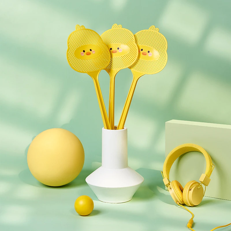 【到手2个】卡通小黄鸭苍蝇拍打不烂家用长柄蝇子拍蚊子拍苍蝇拍