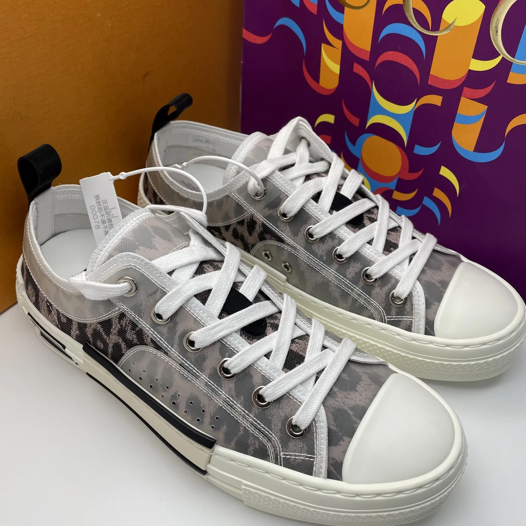 99新 DIOR/迪奥 39欧码/咖色花纹满印休闲帆布板鞋/全套未使用