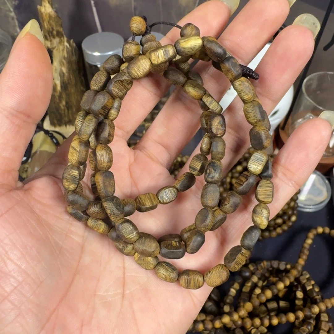 （***：沉香碎屑沉香留疤多圈奇楠沉香手链