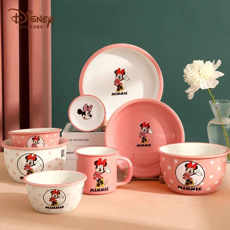 【直播福利】迪士尼陶瓷米饭碗波点餐具碗碟家用卡通可爱米妮汤面碗
