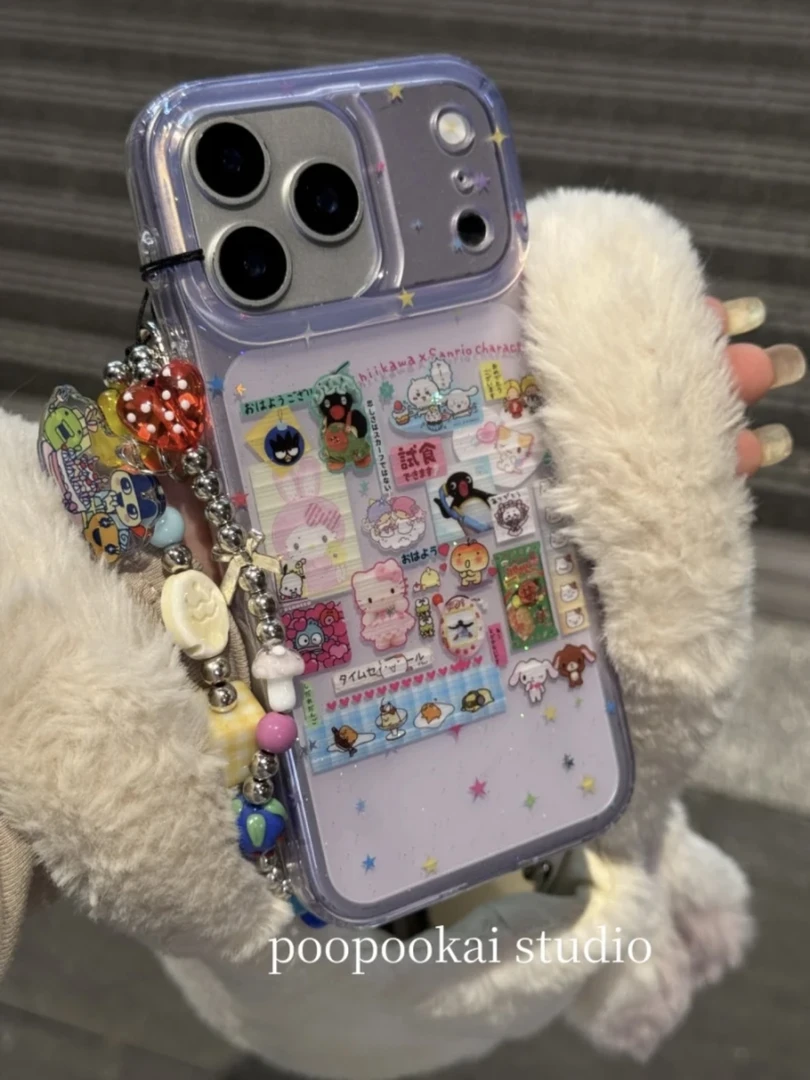 KT三丽鸥透紫色手机壳适用iPhone17promax/16IMD透明包相机键