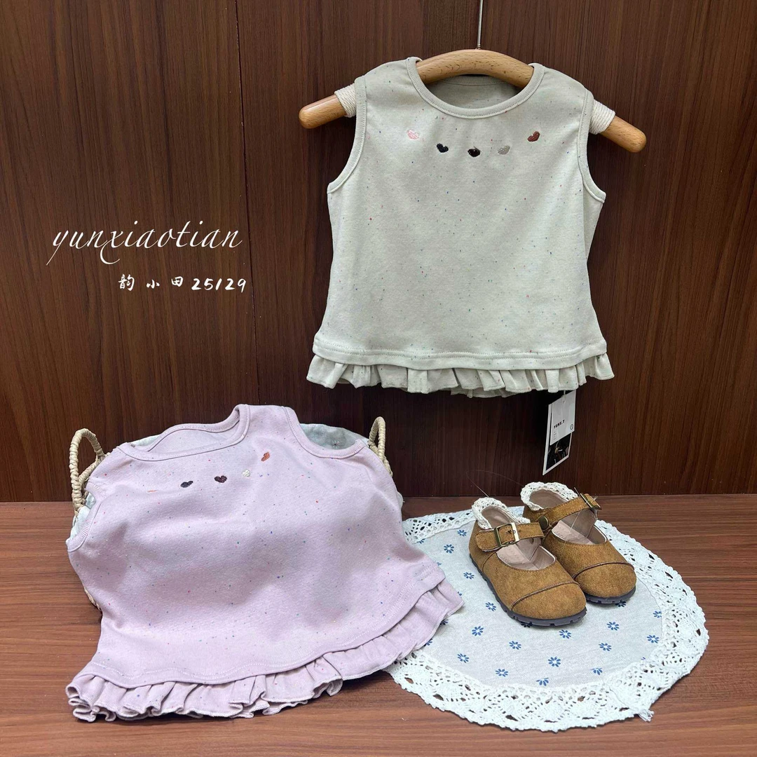 R1-3。25129 儿童休闲百搭背心女童夏款爱心韩版无袖