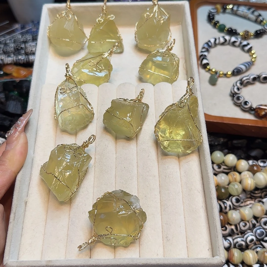 玛瑙/玉髓未镶嵌珠宝半成品到手2颗柠檬水晶