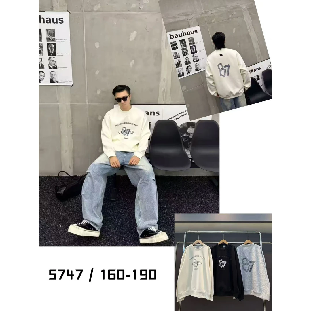 【5747-黑色】青少年潮品圆领卫衣