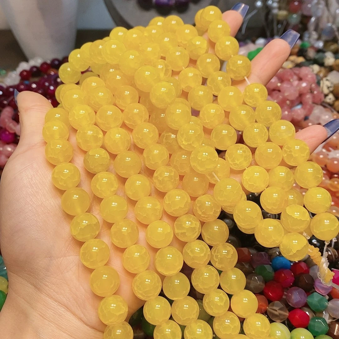 玛瑙/玉髓散珠天然鸡油黄玛瑙龙鳞12mm一条