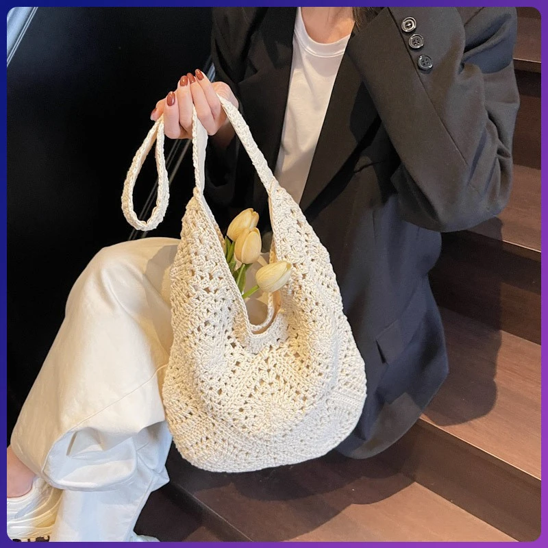 编织包包女大容量单肩包通勤新款百搭女款2025夏天手工流行托特包