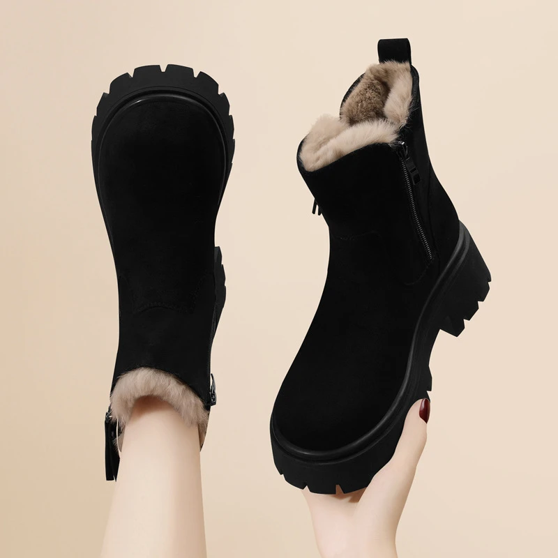 女士雪地靴女靴2025年新款秋冬洋气百搭短筒防滑加绒加厚保暖棉鞋