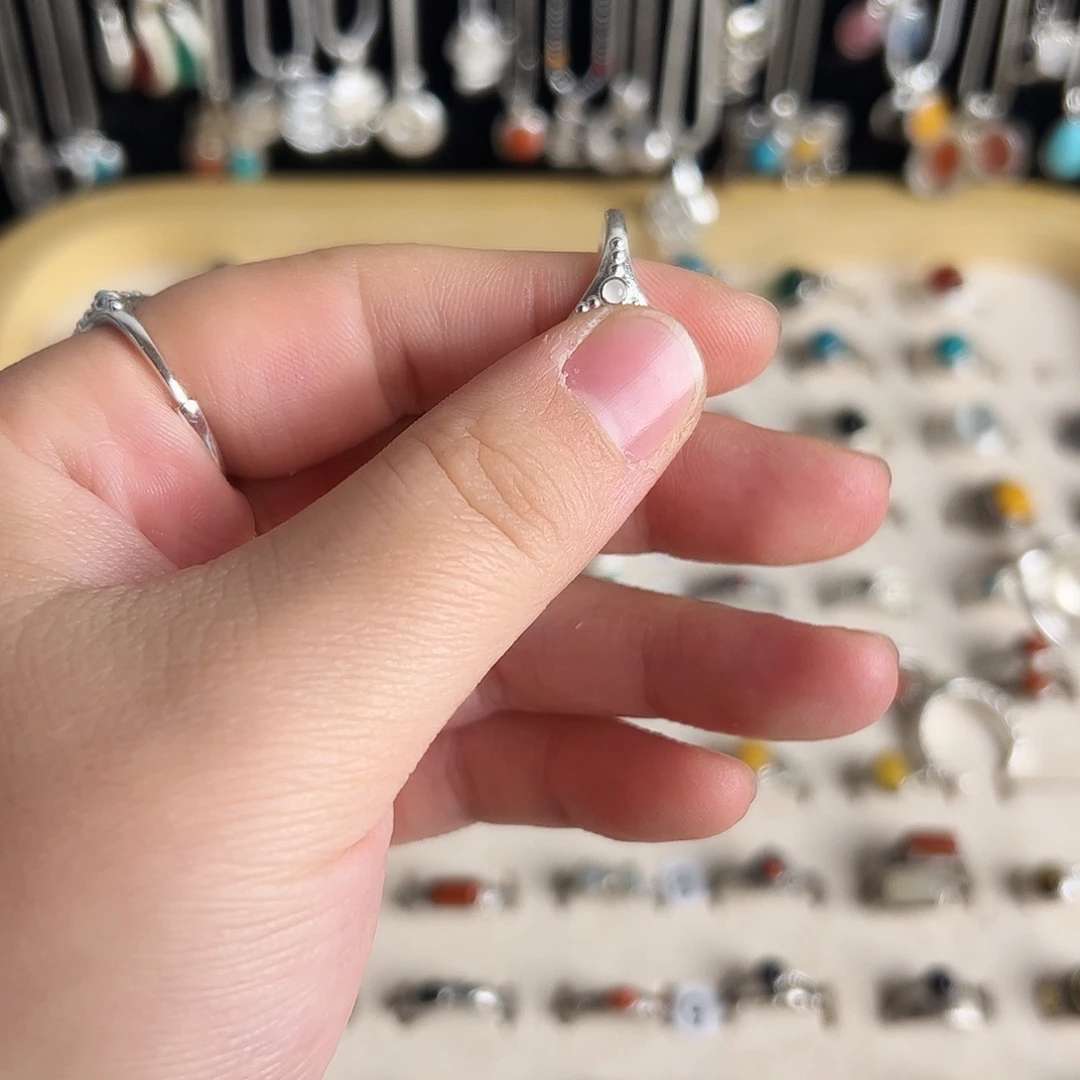 925银925纯银白戒指