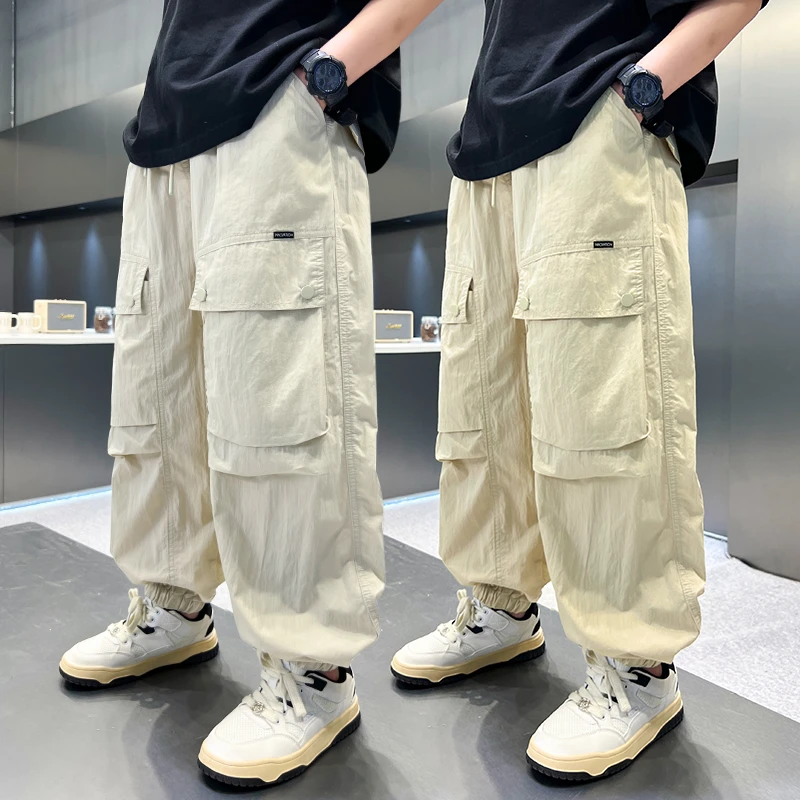 中大童男童夏装防蚊裤2025新款薄款裤子休闲夏季宽松男孩工装裤潮