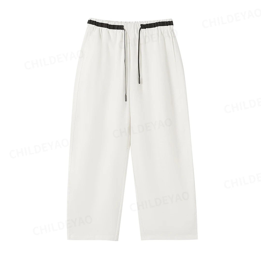 Childe Yao亚麻混纺舒适弹力腰抽绳宽松休闲百搭裤子 K41173