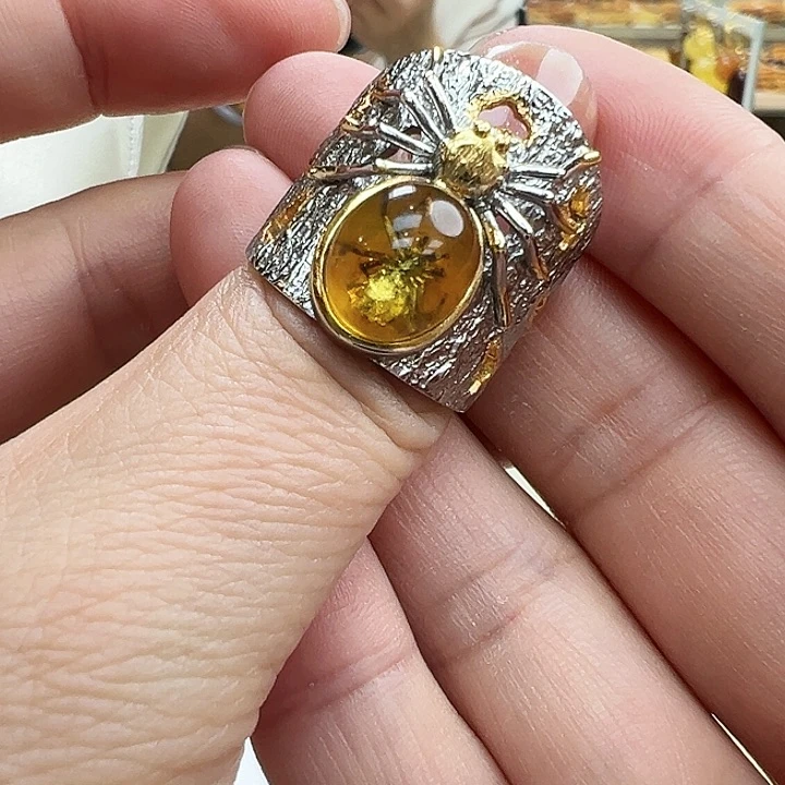 琥珀银S925镶嵌珠宝奇石