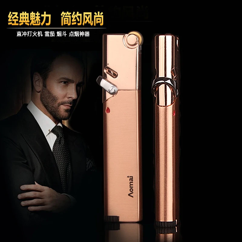 打火机后脊开关定火 精品创意超薄长条砂轮直冲打火机