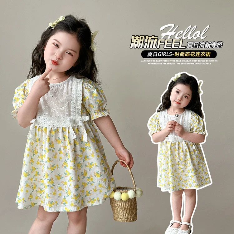 连衣裙甜美夏季碎花碎花女童女宝宝中小童