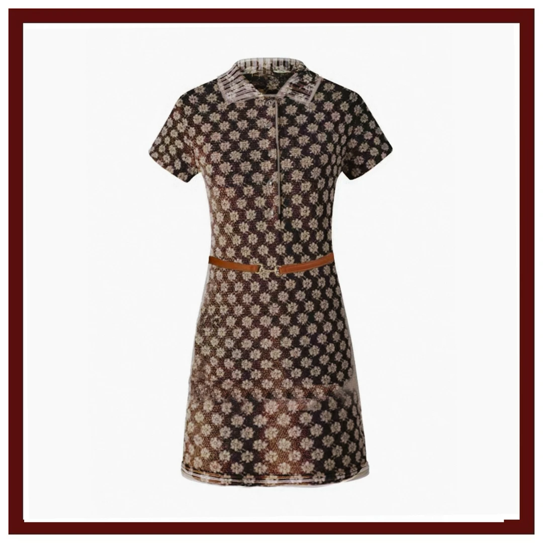 【YS定制】EG020  GGG 老花POLO领短袖连衣裙