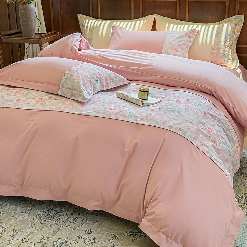 水星家纺秋冬A类100%纯棉加厚磨毛四件套全棉被套床单床上用品25